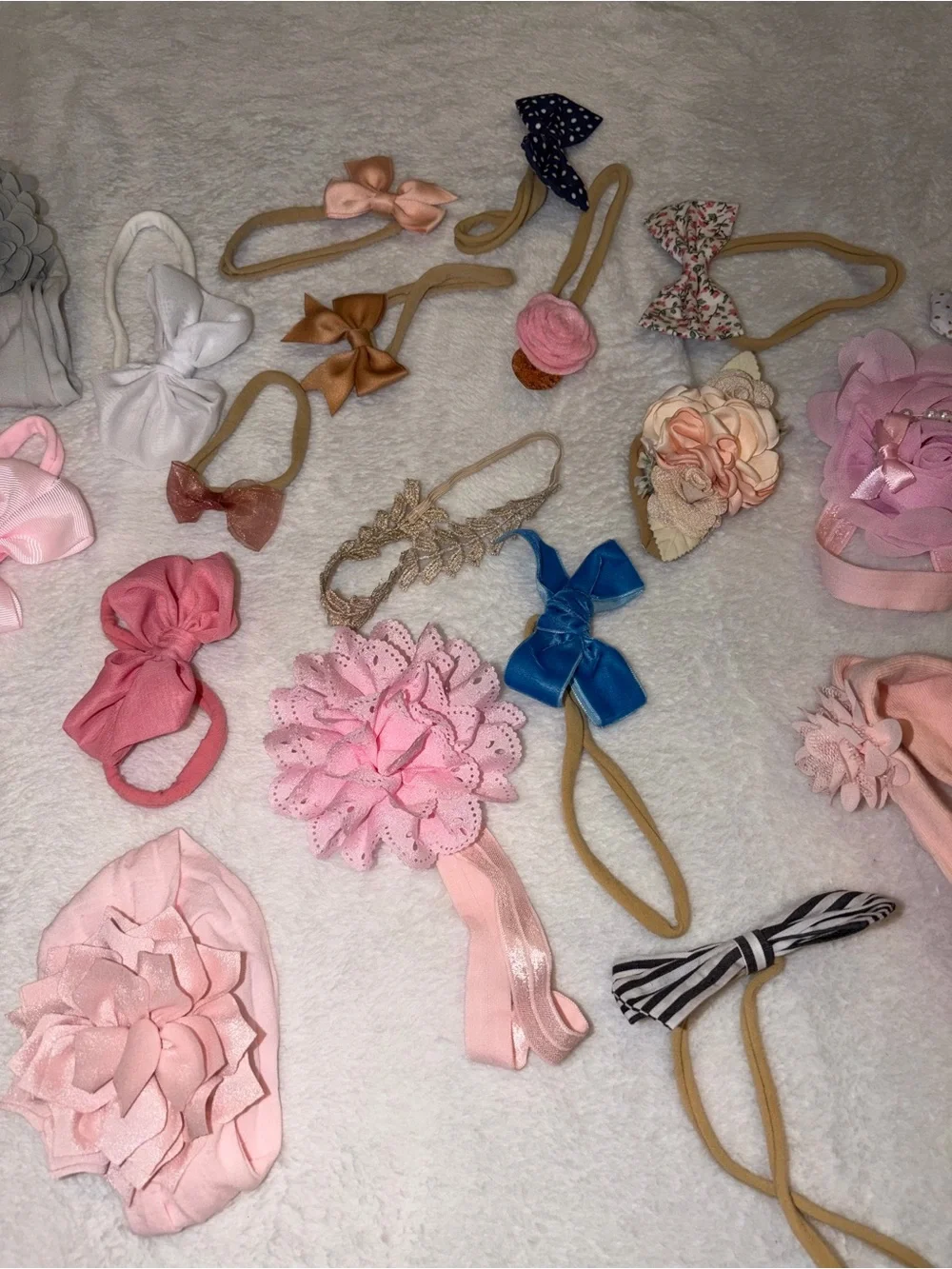 Assorted Baby Headband & Bow Set - Pink, Peach, Blue, Green, White